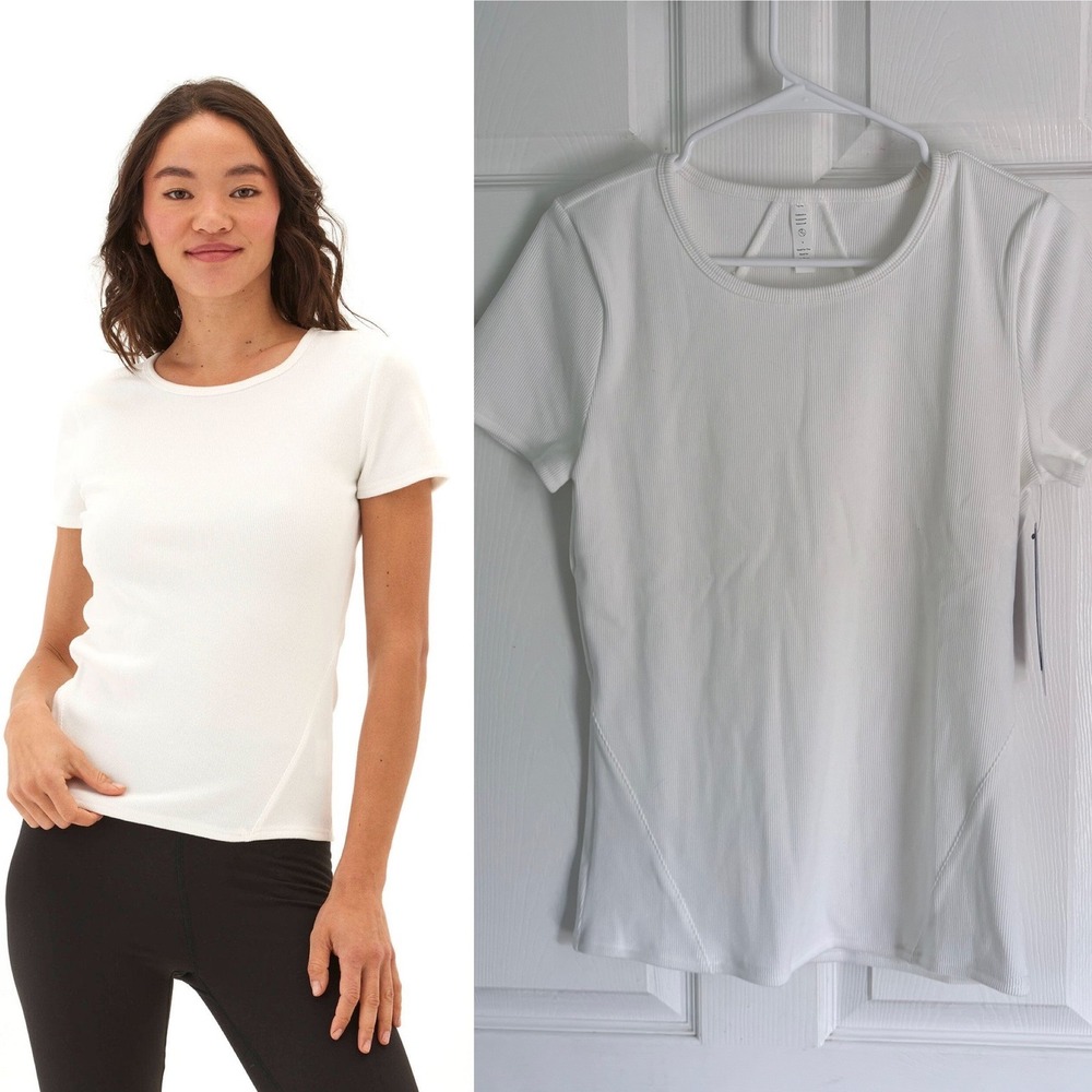 NEW Threads 4 Thought Mariella Heather Luxe Rib Short Sleeve Tee Size L White